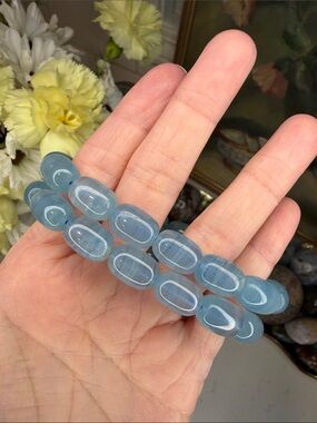 BLUE ONYX • Misty Blue Gemstone Bracelet | 9–10mm: B1325